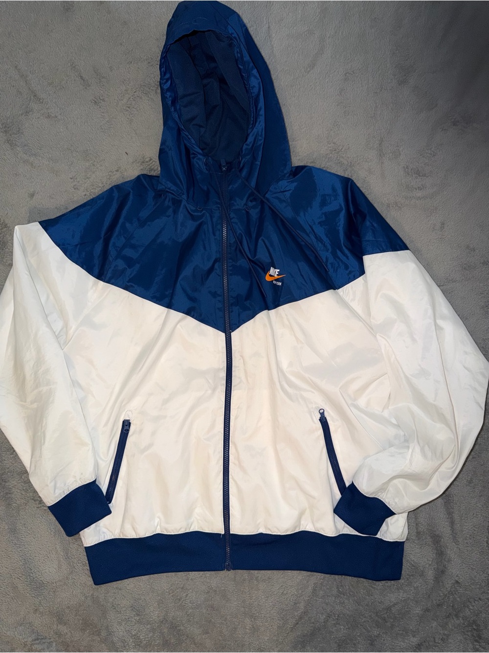 Vintage Nike Windrunner Jacket Men’s XL White Blue Hoodie Zip Up